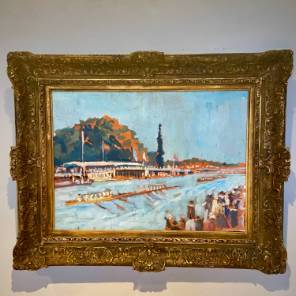 Henley-on-Thames Rowing Scene Oil Painting